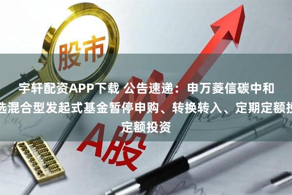 宇轩配资APP下载 公告速递：申万菱信碳中和智选混合型发起式基金暂停申购、转换转入、定期定额投资